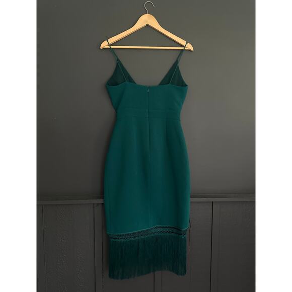 NICHOLAS The Fringe Crepe Wrap Cami Dress in Lagoon Green Size 4 - Picture 7 of 13